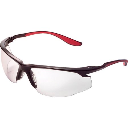 Global Industrial Sport Half Frame Safety Glasses, Anti-Fog, Clear Lens, Red Frame 708402CLA